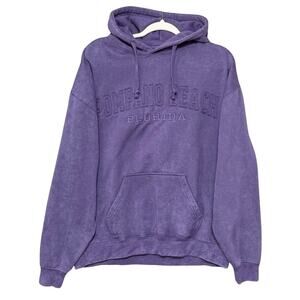 Pacific & Co POMPANO BEACH FLORIDA Pullover Hoodie LARGE Purple Acid Wash